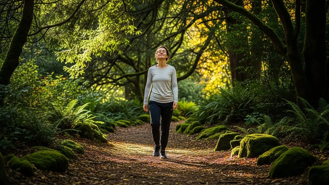 Persona caminando al aire libre en un parque