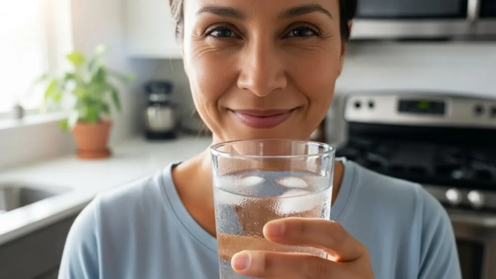 Persona con vaso de agua